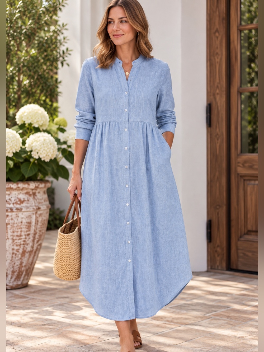 Tuckernuck Pomander Place Lydell Shirtdress Chambray Maxi Dress NWT Size Small